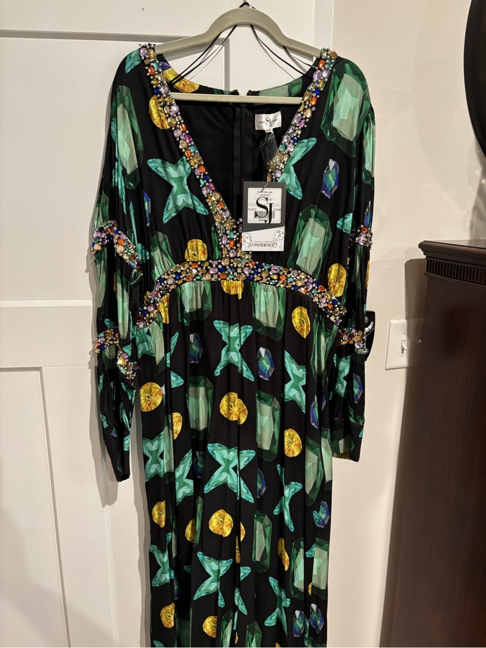 Sassy Jones Gemma Luxe Jeweled Jumpsuit New - Picture 3 of 11